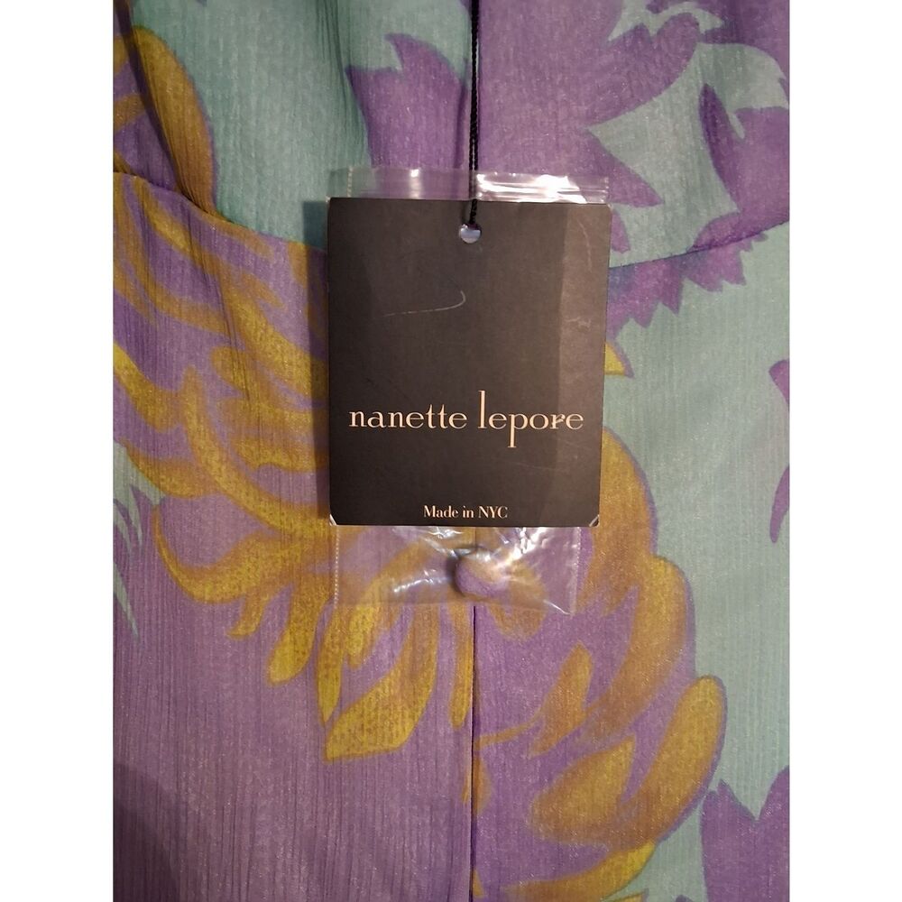 Nanette Lepore 100% Silk Lavender Floral Tie-Front Midi Dress - Picture 8 of 16